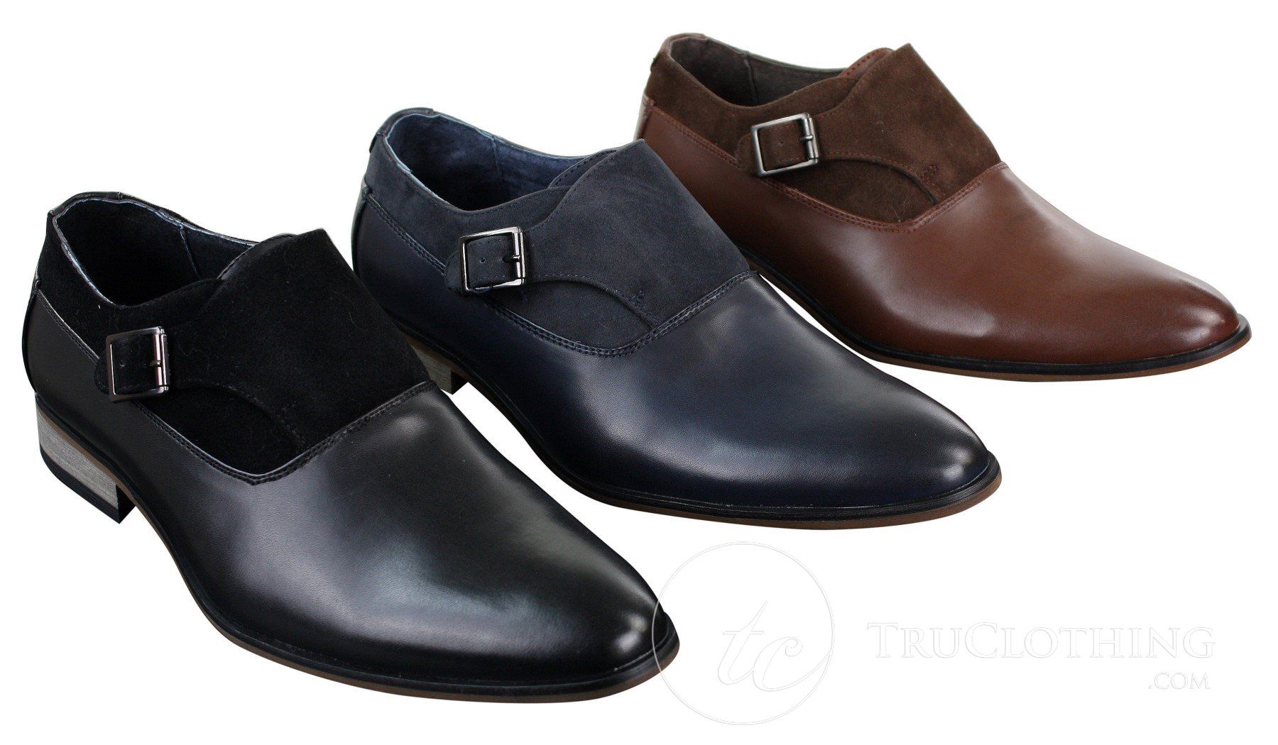 Sapatos masculinos de couro e camurça, modelo slip-on com fivela, de designer italiano, elegantes, casuais e formais.