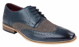 Sapatos masculinos de couro e tweed estilo Gatsby dos anos 1920