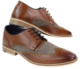 Sapatos masculinos de couro e tweed estilo Gatsby dos anos 1920