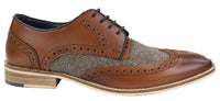 Sapatos masculinos de couro e tweed estilo Gatsby dos anos 1920