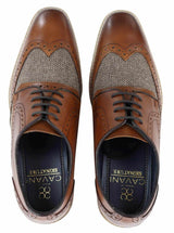 Sapatos masculinos de couro e tweed estilo Gatsby dos anos 1920
