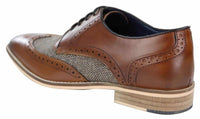 Sapatos masculinos de couro e tweed estilo Gatsby dos anos 1920
