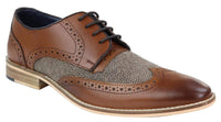 Sapatos masculinos de couro e tweed estilo Gatsby dos anos 1920