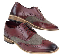 Sapatos masculinos de couro e tweed estilo Gatsby dos anos 1920