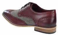 Sapatos masculinos de couro e tweed estilo Gatsby dos anos 1920