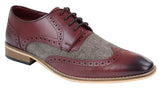 Sapatos masculinos de couro e tweed estilo Gatsby dos anos 1920