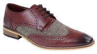 Sapatos masculinos de couro e tweed estilo Gatsby dos anos 1920