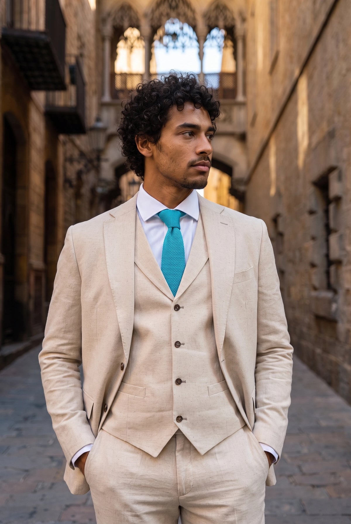 Gravata masculina azul-clara de tricô
