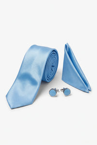 Conjunto de gravata azul claro masculina