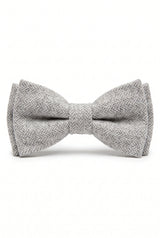 Gravata borboleta masculina em tweed cinza claro