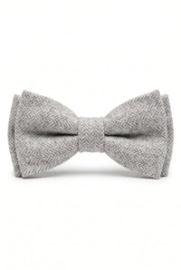 Gravata borboleta masculina em tweed cinza claro