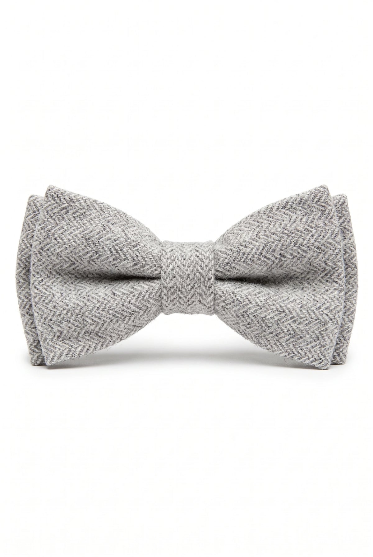 Gravata borboleta masculina em tweed cinza claro