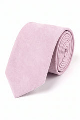 Gravata masculina rosa claro com acabamento em camurça.