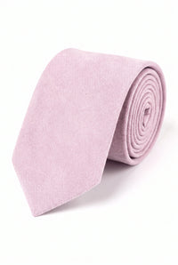 Gravata masculina rosa claro com acabamento em camurça.