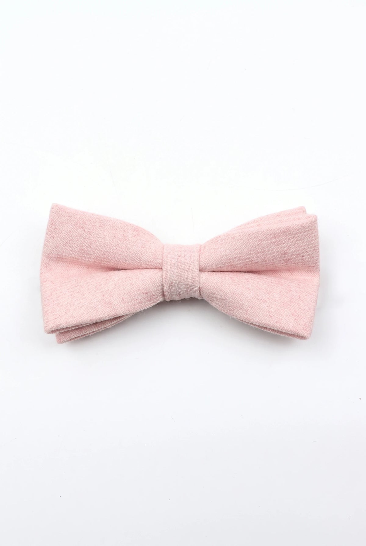 Gravata borboleta masculina rosa claro em mistura de lã e tweed