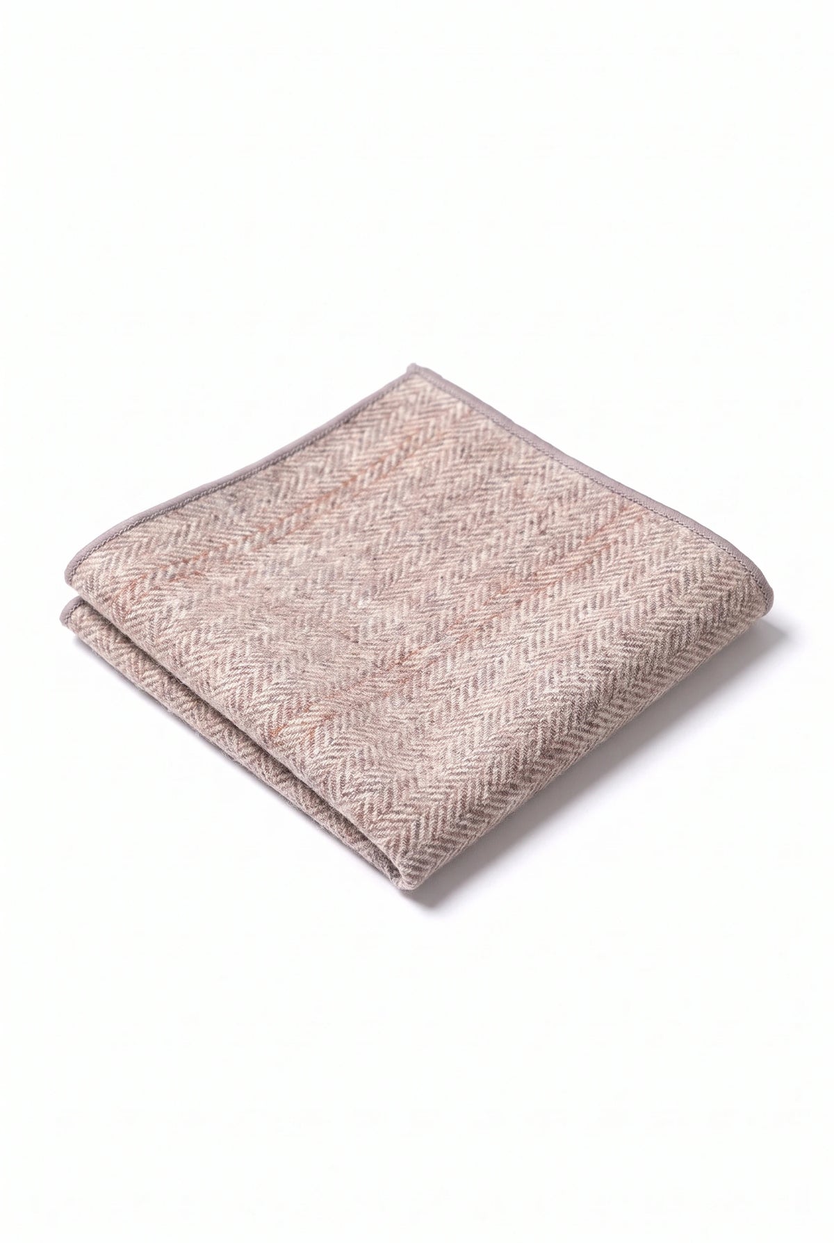 Lenço de bolso masculino em tweed rosa claro com mistura de lã.