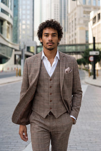 Lenço de bolso masculino em tweed rosa claro com mistura de lã.