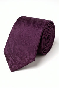 Conjunto de gravata masculina lilás com estampa paisley