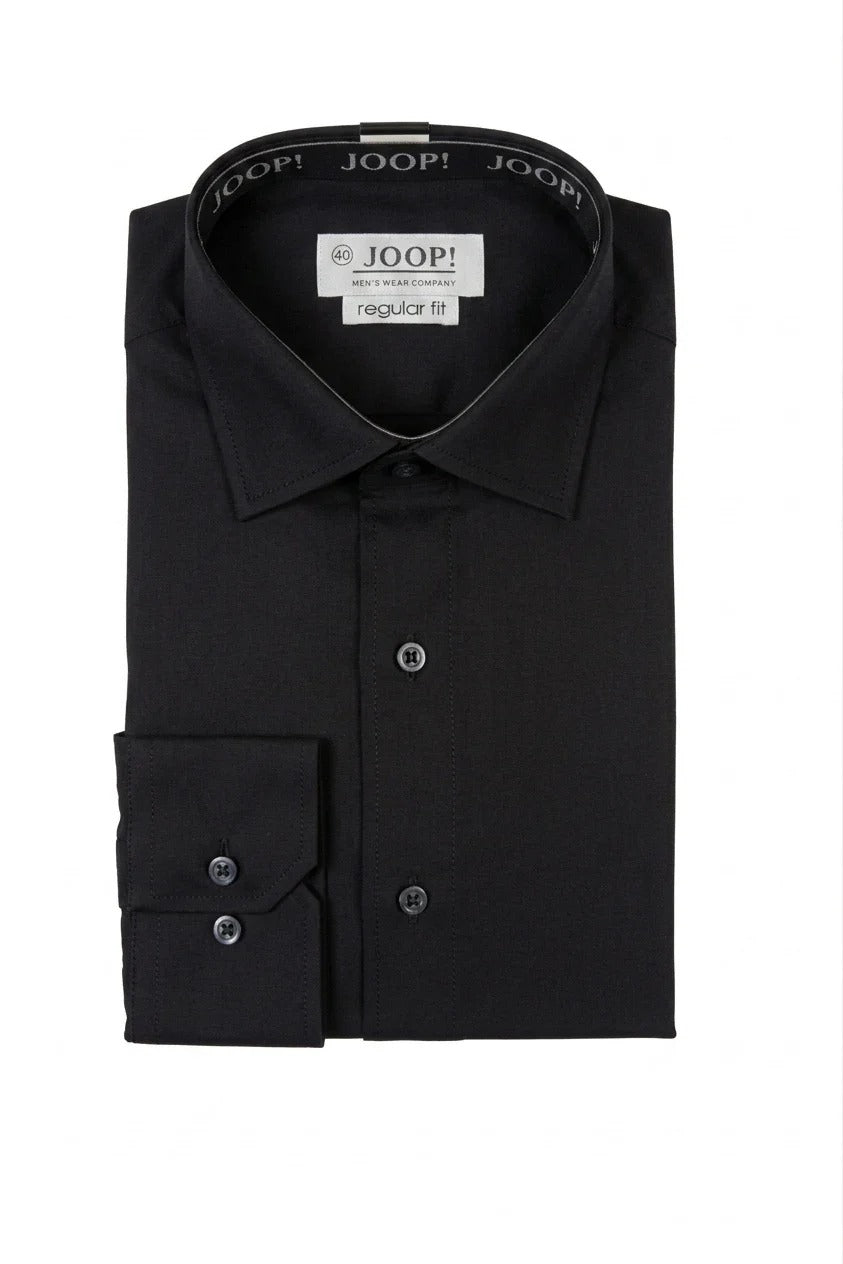 Camisa social masculina de manga comprida com botões - Preta