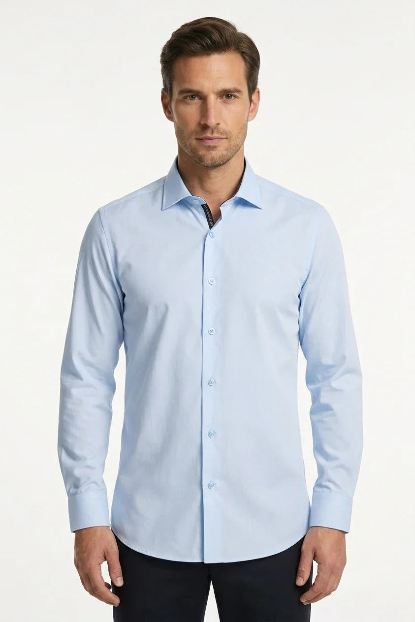 Camisa social masculina de manga comprida com botões - Azul