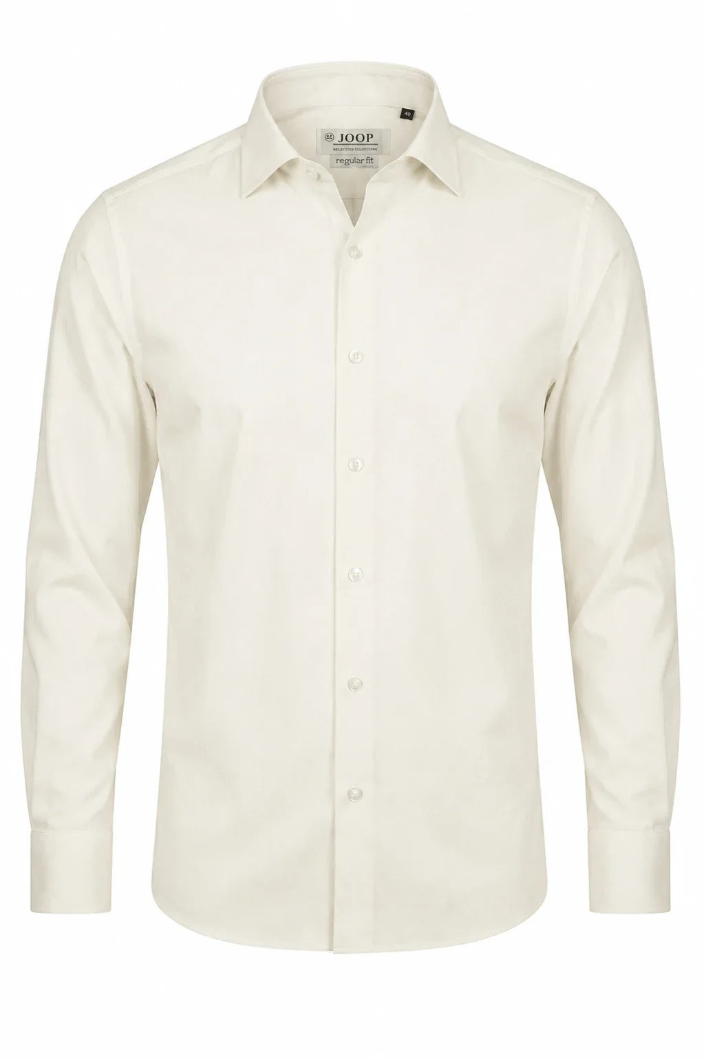 Camisa social masculina de manga comprida com botões - Creme