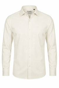 Camisa social masculina de manga comprida com botões - Creme
