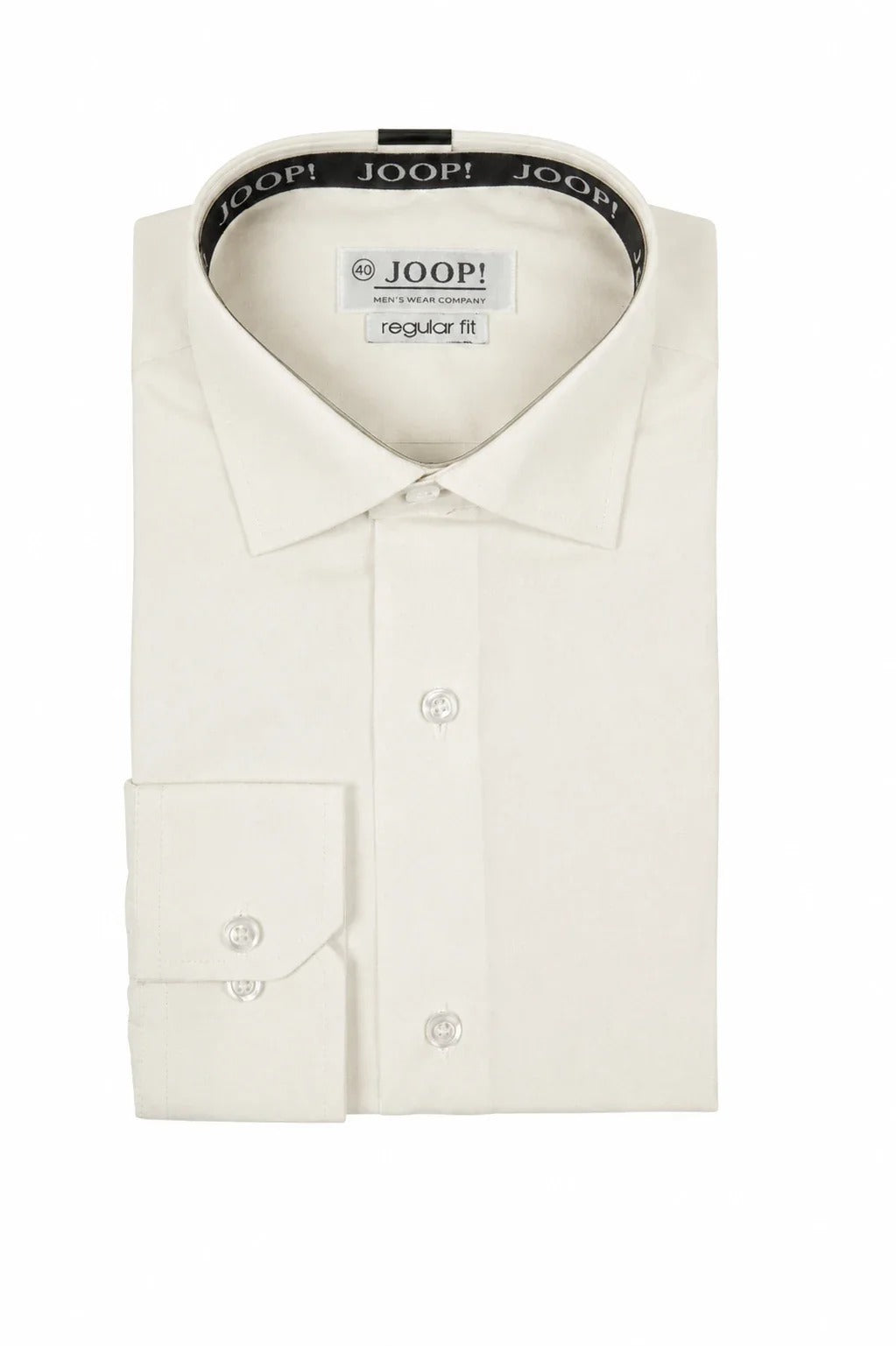 Camisa social masculina de manga comprida com botões - Creme