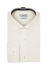 Camisa social masculina de manga comprida com botões - Creme