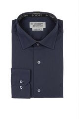 Camisa social masculina de manga comprida com botões - Azul-marinho