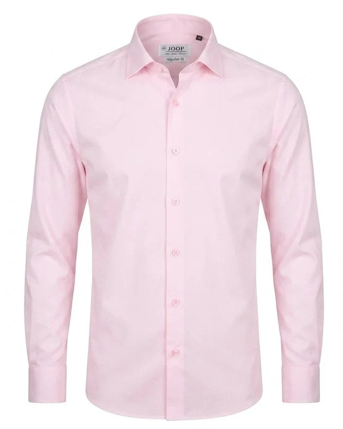 Camisa social masculina de manga comprida com botões - Rosa