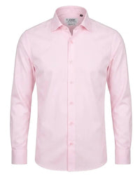 Camisa social masculina de manga comprida com botões - Rosa