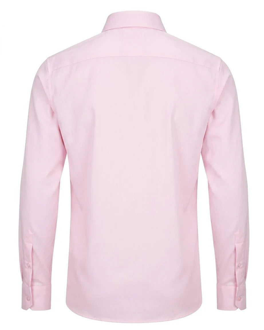 Camisa social masculina de manga comprida com botões - Rosa