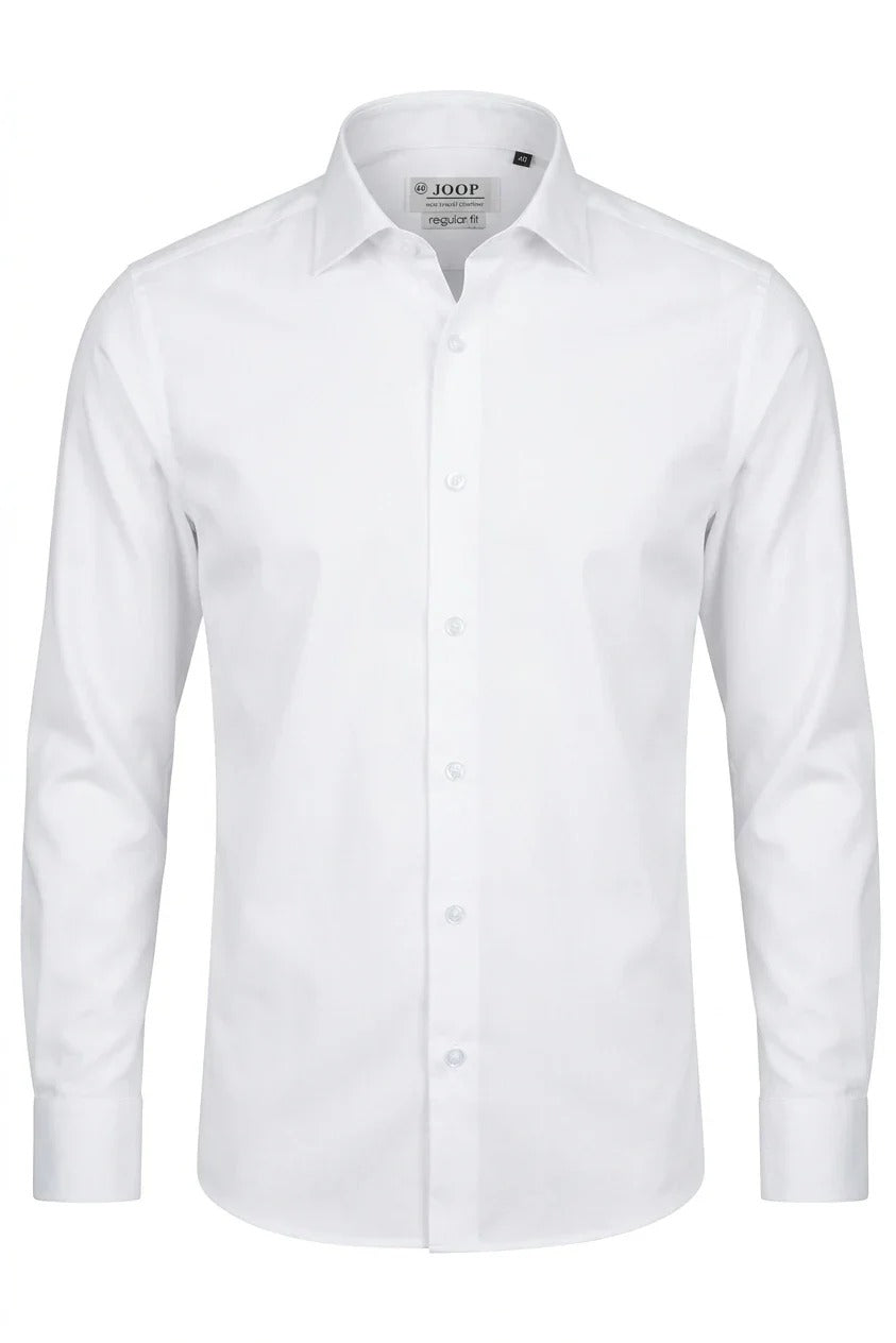 Camisa social masculina de manga comprida com botões - Branca