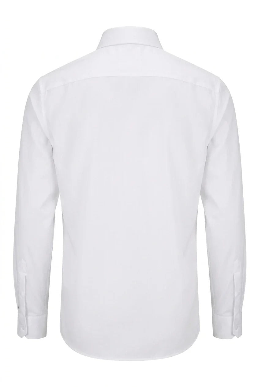 Camisa social masculina de manga comprida com botões - Branca