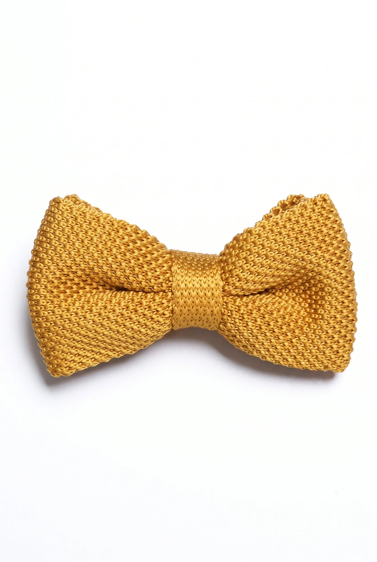 Gravata borboleta masculina mostarda de tricô