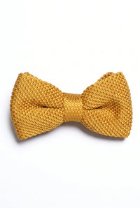 Gravata borboleta masculina mostarda de tricô