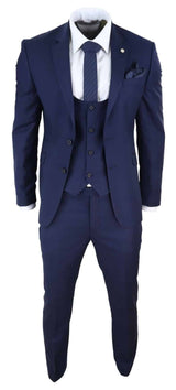 Terno de casamento masculino azul-marinho de 3 peças