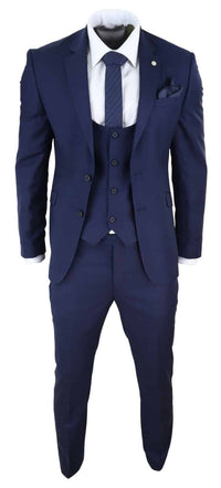 Terno de casamento masculino azul-marinho de 3 peças
