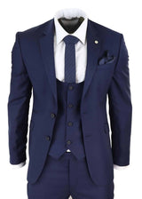 Terno de casamento masculino azul-marinho de 3 peças