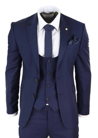 Terno de casamento masculino azul-marinho de 3 peças