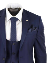 Terno de casamento masculino azul-marinho de 3 peças