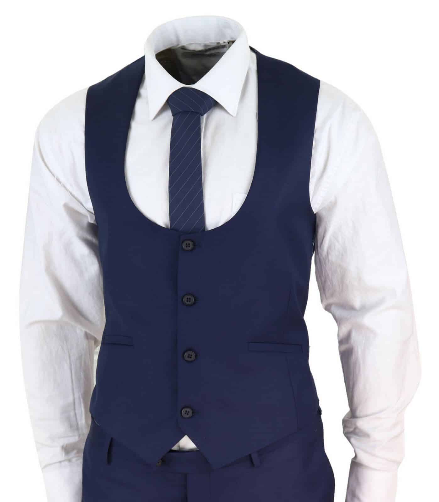 Terno de casamento masculino azul-marinho de 3 peças