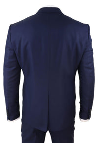 Terno de casamento masculino azul-marinho de 3 peças