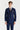 Blazer masculino azul-marinho com estampa olho de perdiz e abotoamento duplo.