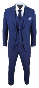 Terno de casamento masculino azul-marinho de 3 peças