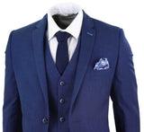 Terno de casamento masculino azul-marinho de 3 peças