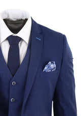 Terno de casamento masculino azul-marinho de 3 peças
