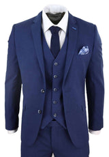 Terno de casamento masculino azul-marinho de 3 peças