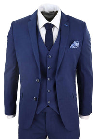 Terno de casamento masculino azul-marinho de 3 peças