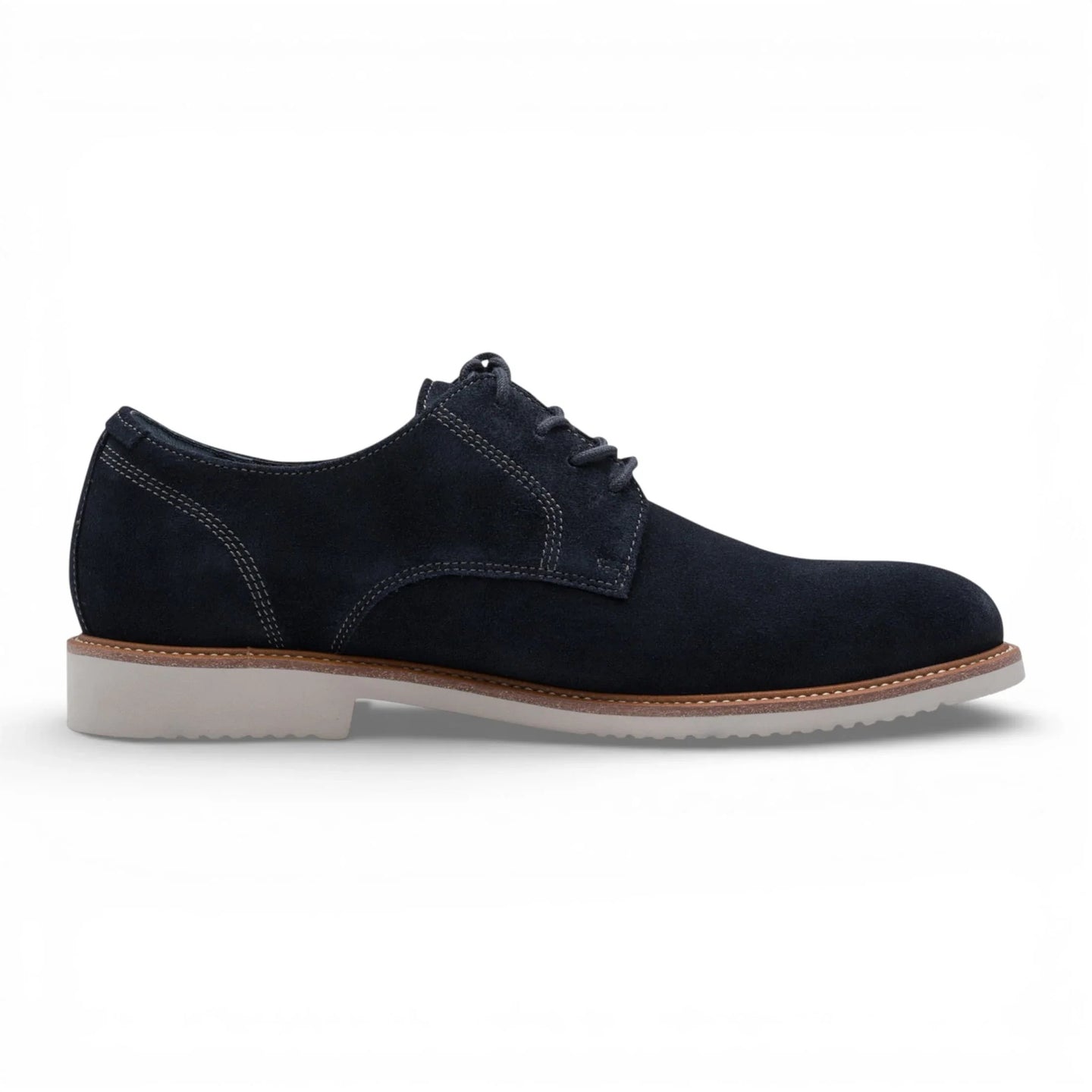 Sapatos Derby de bico liso em camurça azul marinho para homem